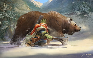 brown bear and man painting, World of Warcraft, dwarfs