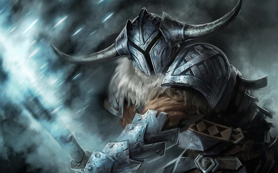 silver warrior illustration HD wallpaper