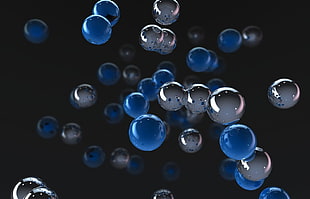 gray and blue particles