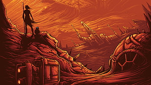 Star Wars The Force Awakens Jakku illustration HD wallpaper