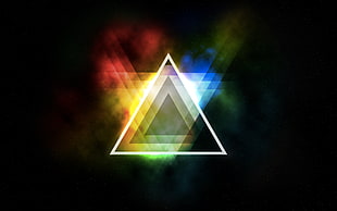 multicolored triangle artwork, abstract, colorful, triangle