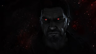 red-eyed man 3D character wallpaper, Starcraft II, James Raynor, video games