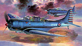 black and gray fishing rod, World War II, McDonnell Douglas, Dauntless, Dive bomber