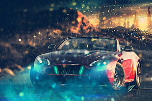 red sports car digital wallpaper, Aston Martin