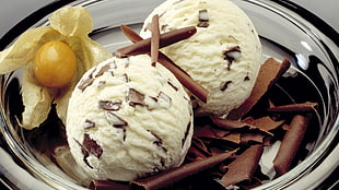 white and brown ice cream