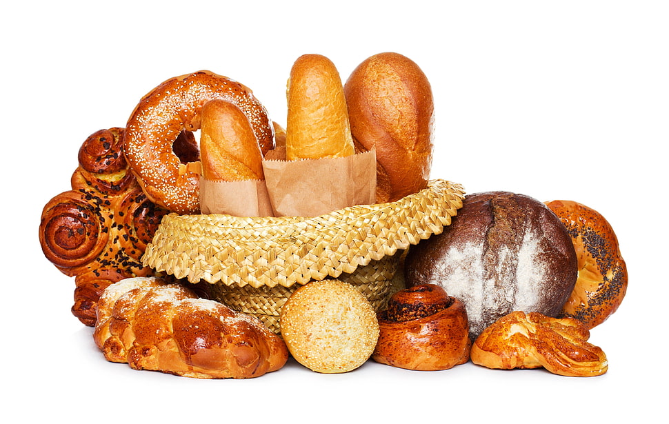 pile of baked breads HD wallpaper