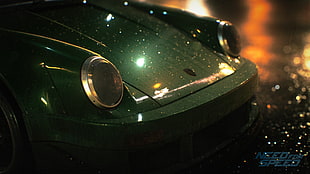 green supercar with water drops, Need for Speed, racing, video games, car HD wallpaper