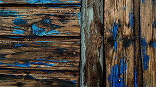 brown and blue wooden board, wood, texture, colorful, blue HD wallpaper