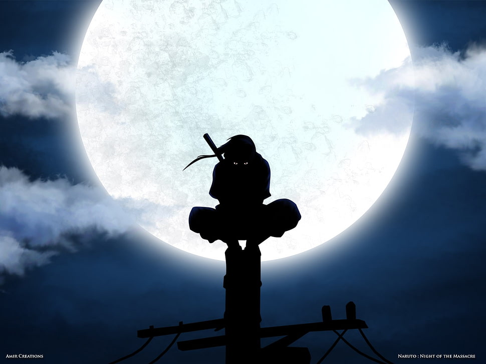 silhouette of ninja during midnight HD wallpaper