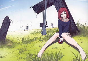 red haired female anime character, FLCL, anime HD wallpaper