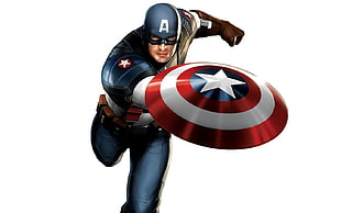 Marvel Captain America, Captain America, shield, white background, Marvel Comics