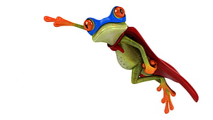 green frog illustration, colorful, digital art, animals, reptiles