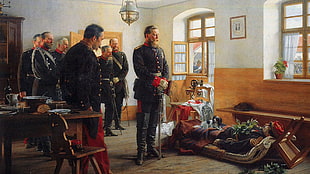 men's black and red uniforms, Anton von Werner, history, Prussia, France HD wallpaper