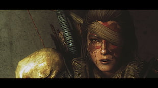 female warrior illustration, The Elder Scrolls V: Skyrim, blood, scars