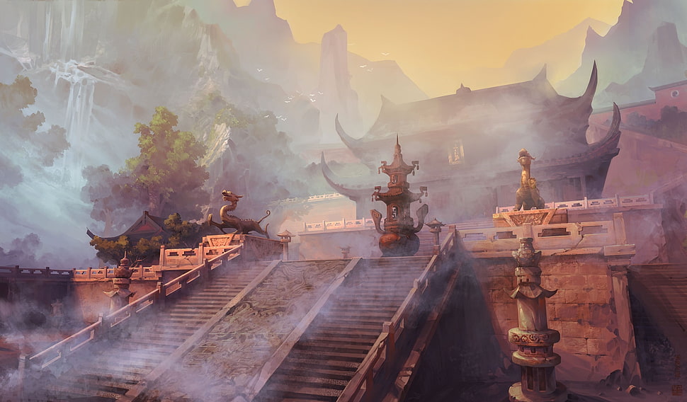 temple digital wallpaper, temple, palace HD wallpaper