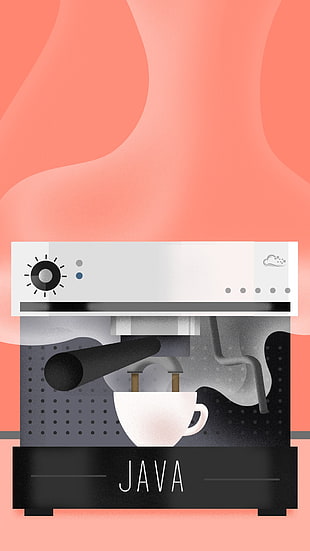 clipart of white and black Java espresso machine, digitalocean, Java, coffee, portrait display
