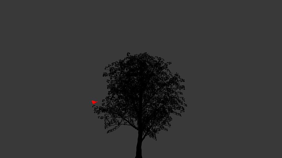 silhouette of tree artwork, trees, minimalism HD wallpaper