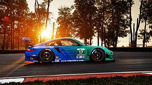 green stock ca r, race cars, Porsche HD wallpaper
