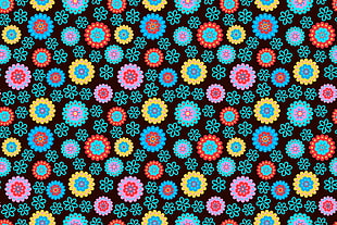 blue and pink flower graphic wallpaper