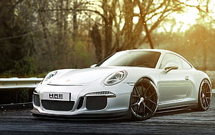 white coupe, Porsche, white cars HD wallpaper