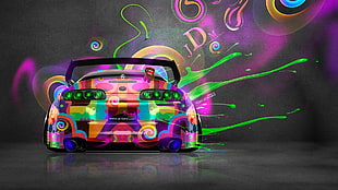 multicolored boombox, Super Car , Tony Kokhan, colorful, Toyota Supra