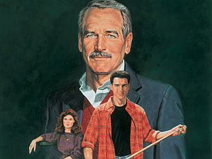 man in front of woman in front of man with mustache