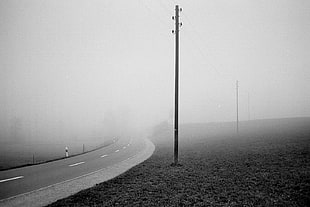 grayscale photography of highway and utility poles, ilford