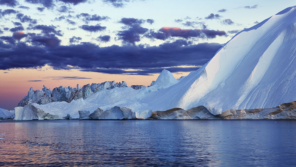 mountain photo, nature, ice, clouds, Arctic HD wallpaper