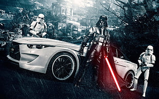 Darth Vader digital wallpaper, car, BMW, Star Wars, Darth Vader