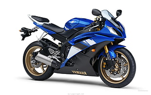 black and blue Yamaha sport bike, Yamaha