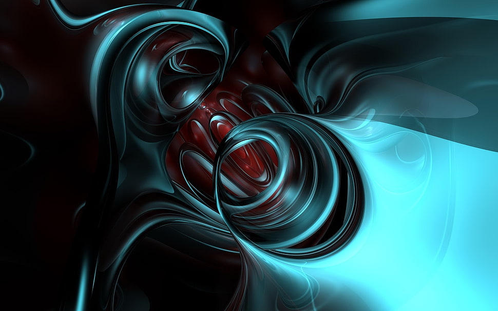 teal and red graphic art HD wallpaper