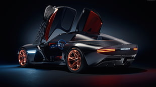 black concept coupe, Genesis Essentia, sport car, electric cars HD wallpaper