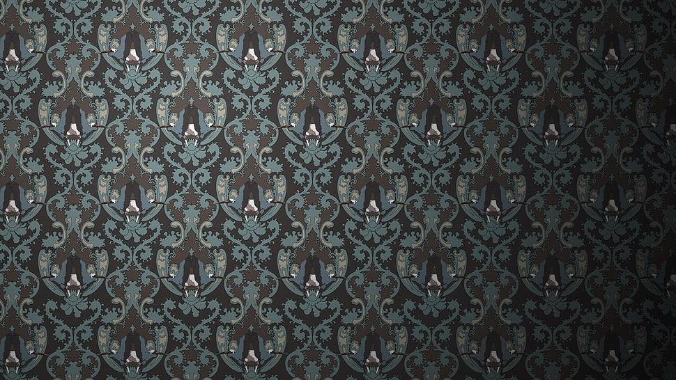 brown and blue floral cloth, pattern HD wallpaper