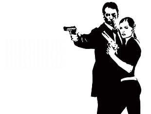 couple holding a gun painting HD wallpaper