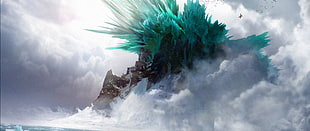 white clouds illustration, concept art, landscape, animated movies, dragon