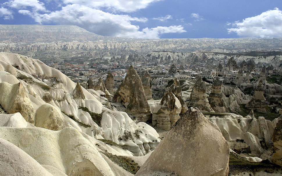 ruins and mountains digital wallpaper, Cappadocia, landscape HD wallpaper
