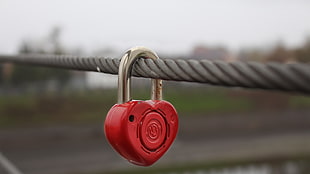red heart padlock, heart, lock, metal HD wallpaper