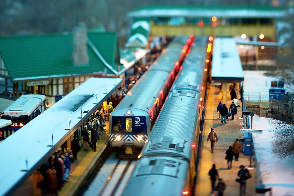 miniature of train and people set HD wallpaper