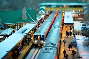 miniature of train and people set