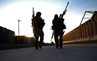 two soldier, sniper rifle, military, camouflage