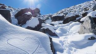 rocks covered with snow HD wallpaper