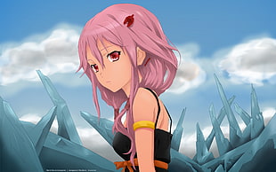 pink haired animated character