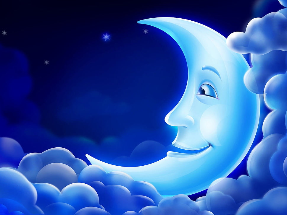 crescent moon illustration HD wallpaper
