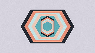 orange and blue logo with pink background