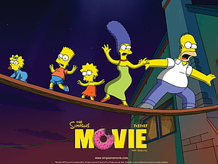 The Simpsons Movie poster, The Simpsons, Maggie Simpson, Bart Simpson, Lisa Simpson