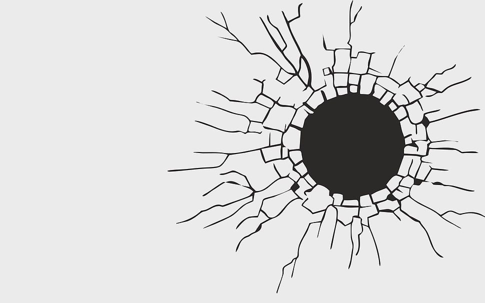 black and gray crack illustration, minimalism, broken HD wallpaper