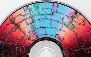 red and teal disc, texture, compact disc