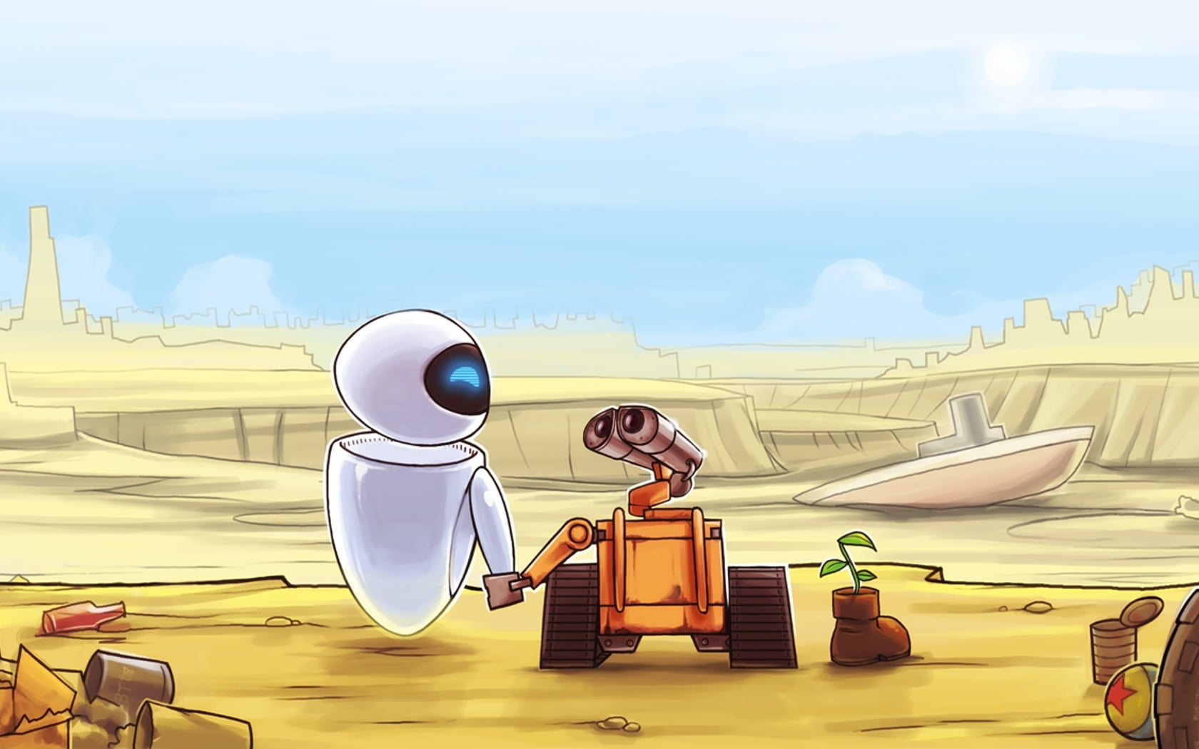 Wall-E and Eve poster HD wallpaper | Wallpaper Flare