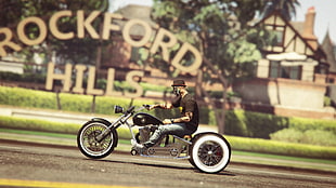 white and black motorcycle, Grand Theft Auto Online, Grand Theft Auto V, Rockstar Games, biker HD wallpaper