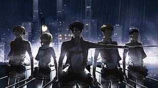 five cartoon character wallpaper, anime, Shingeki no Kyojin, Levi Ackerman HD wallpaper